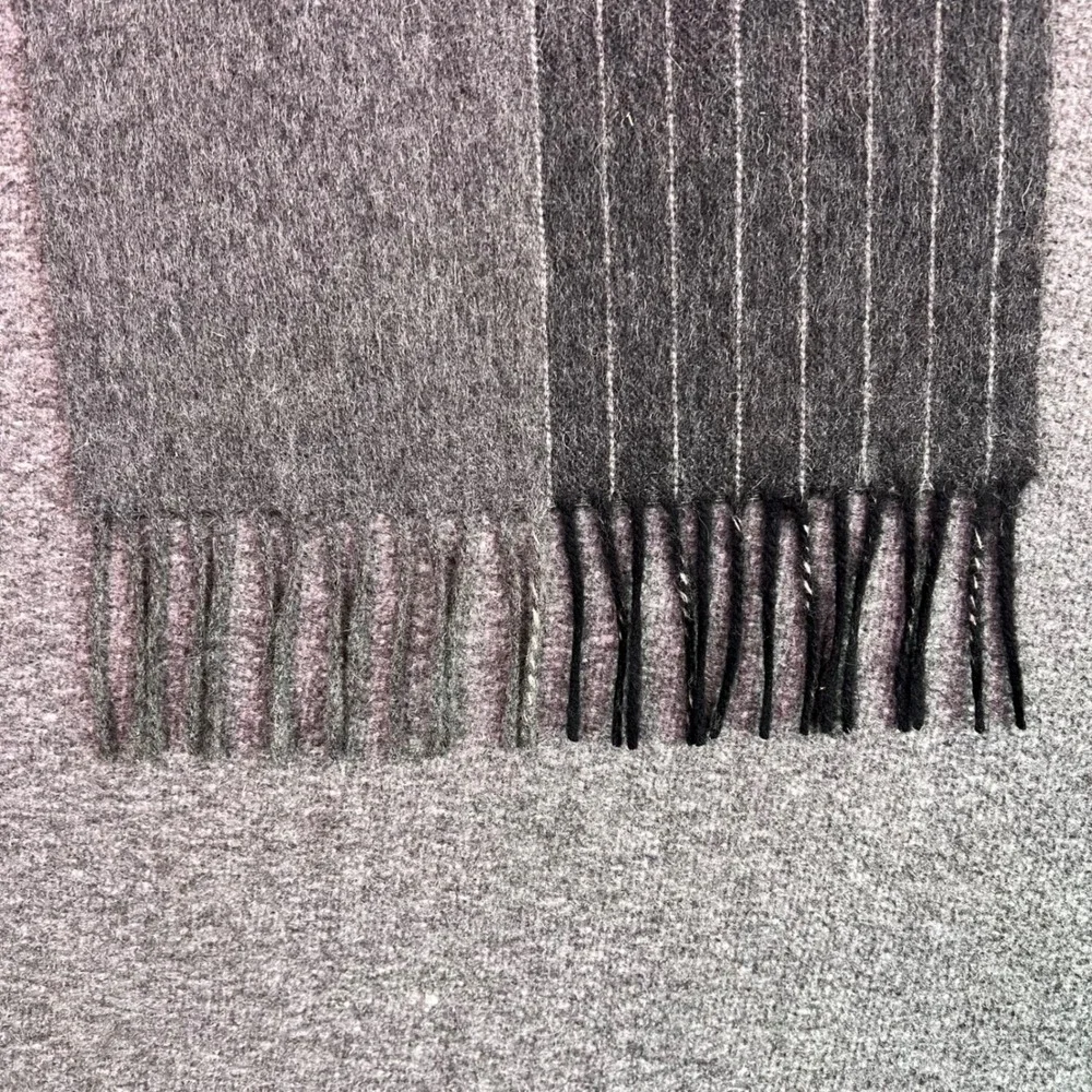 The Tie Bar Gray Pinstripe 100% Wool Scarf Fringe Winter Outdoor Dressy Business